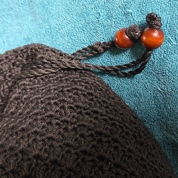 Black Raffia Woven Shoulder bag.Drawstring EUC - Picture 8 of 15